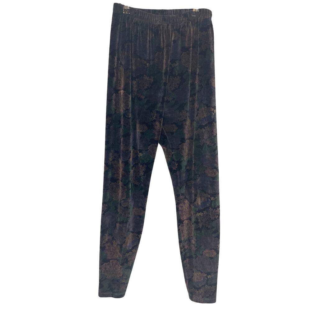 Vintage Jones New York Floral Velvet Leggings M High Waist Whimsigoth Witchy